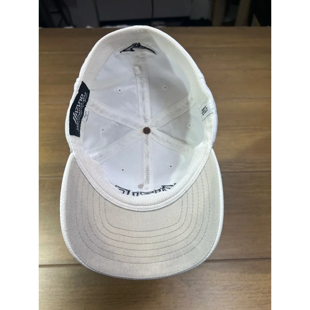 Mizuno vintage‎ White black logo spell out Performance golf hat  M/L - Picture 10 of 12